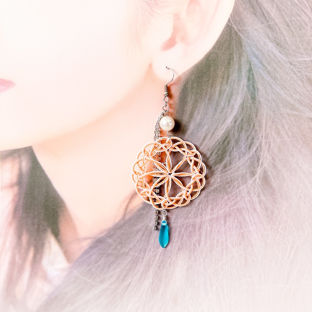 【刀剣乱舞】雲次モチーフのレース耳飾り