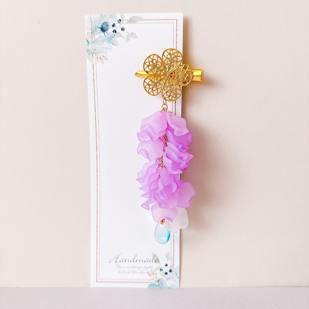 藤の花アクセサリー　薄青紫