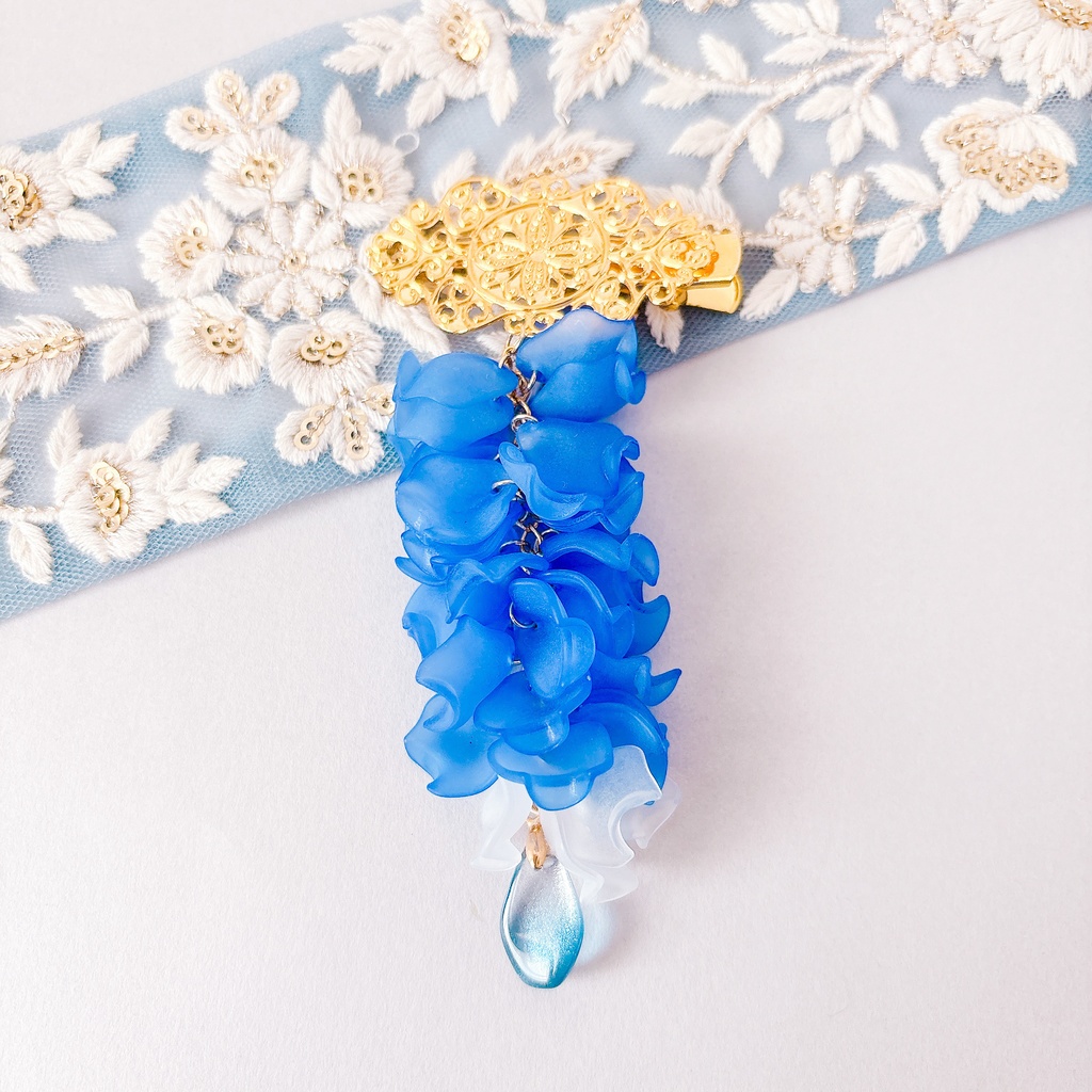 藤の花ヘアクリップ 夜空