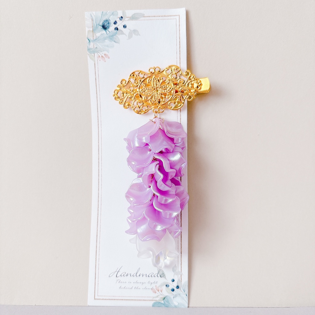 藤の花ヘアクリップ パールパープル