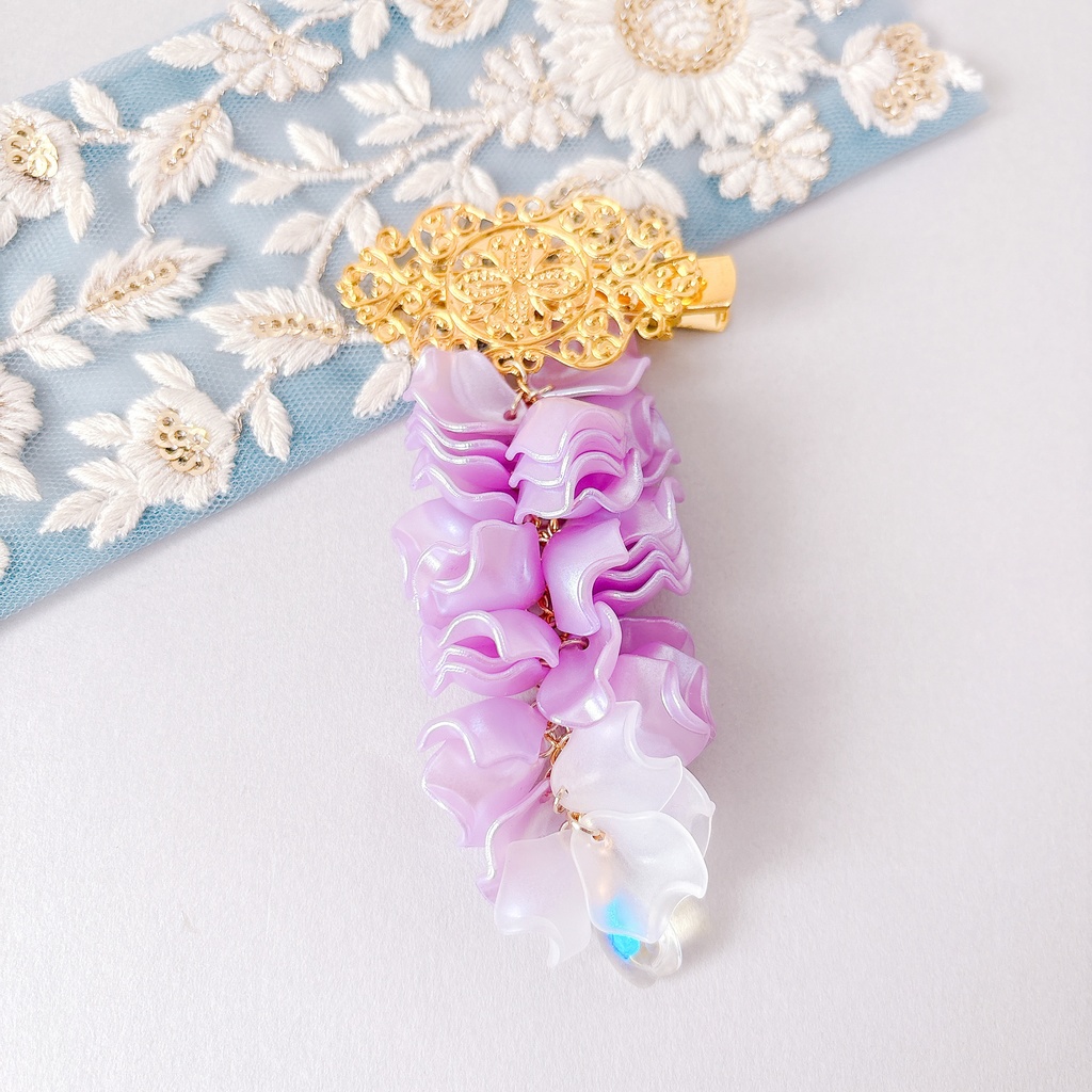 藤の花ヘアクリップ パールパープル