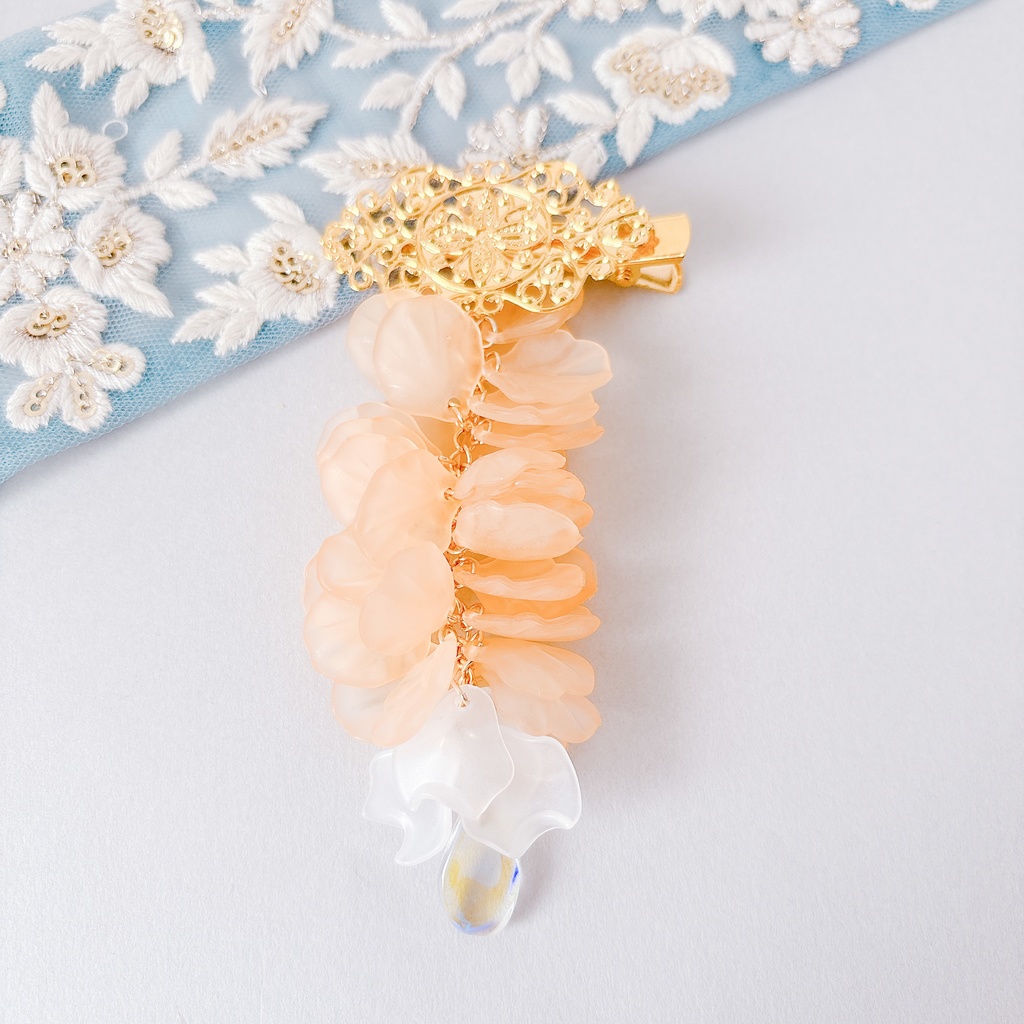 藤の花ヘアクリップ 橙