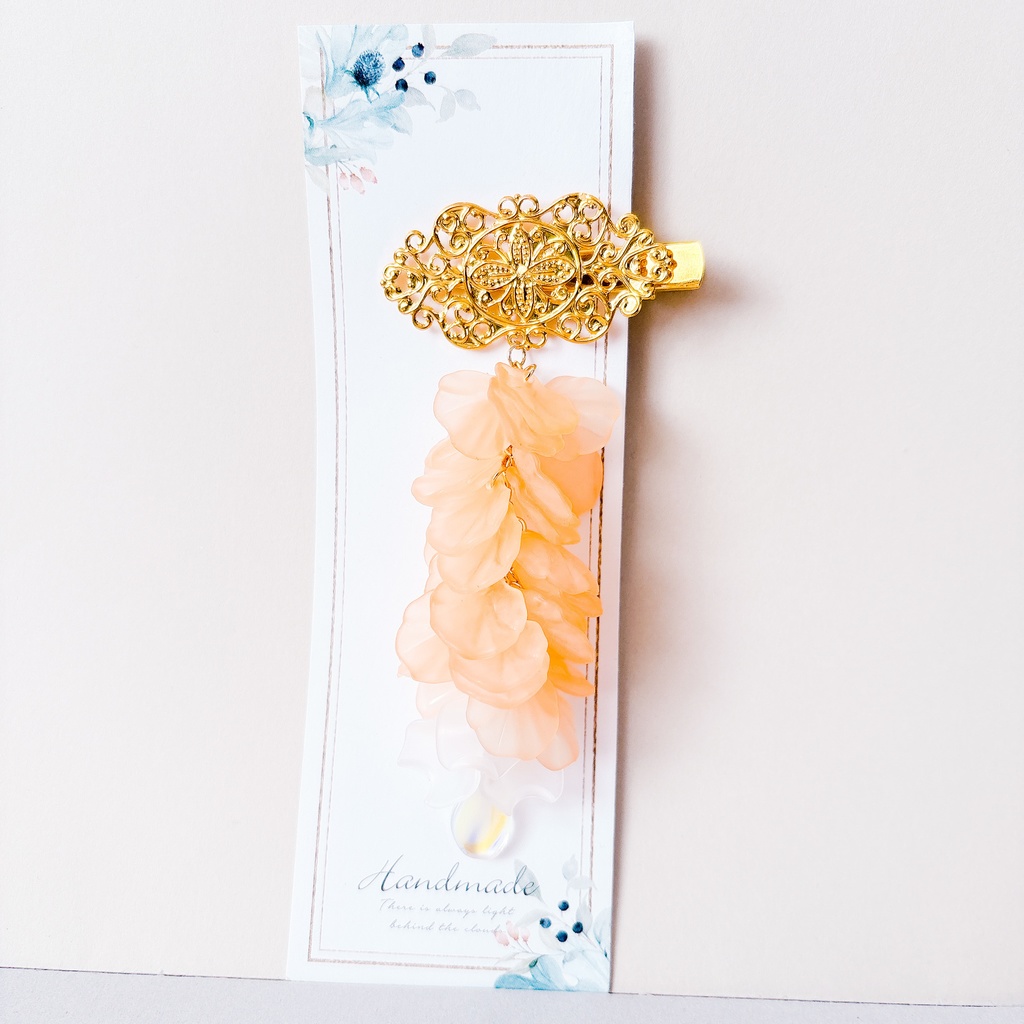 藤の花ヘアクリップ 橙