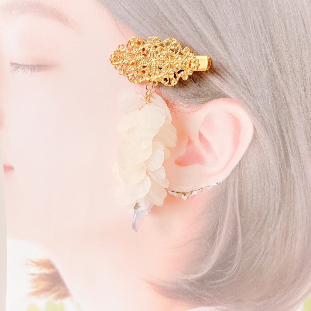 藤の花ヘアクリップ 白