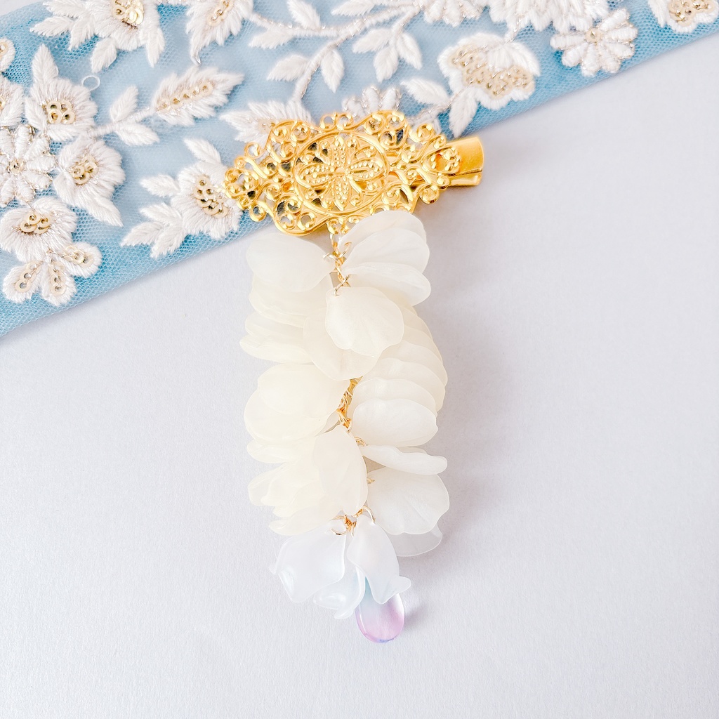 藤の花ヘアクリップ 白
