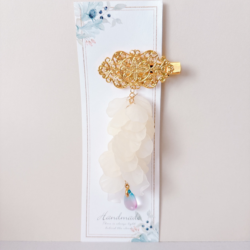 藤の花ヘアクリップ 白