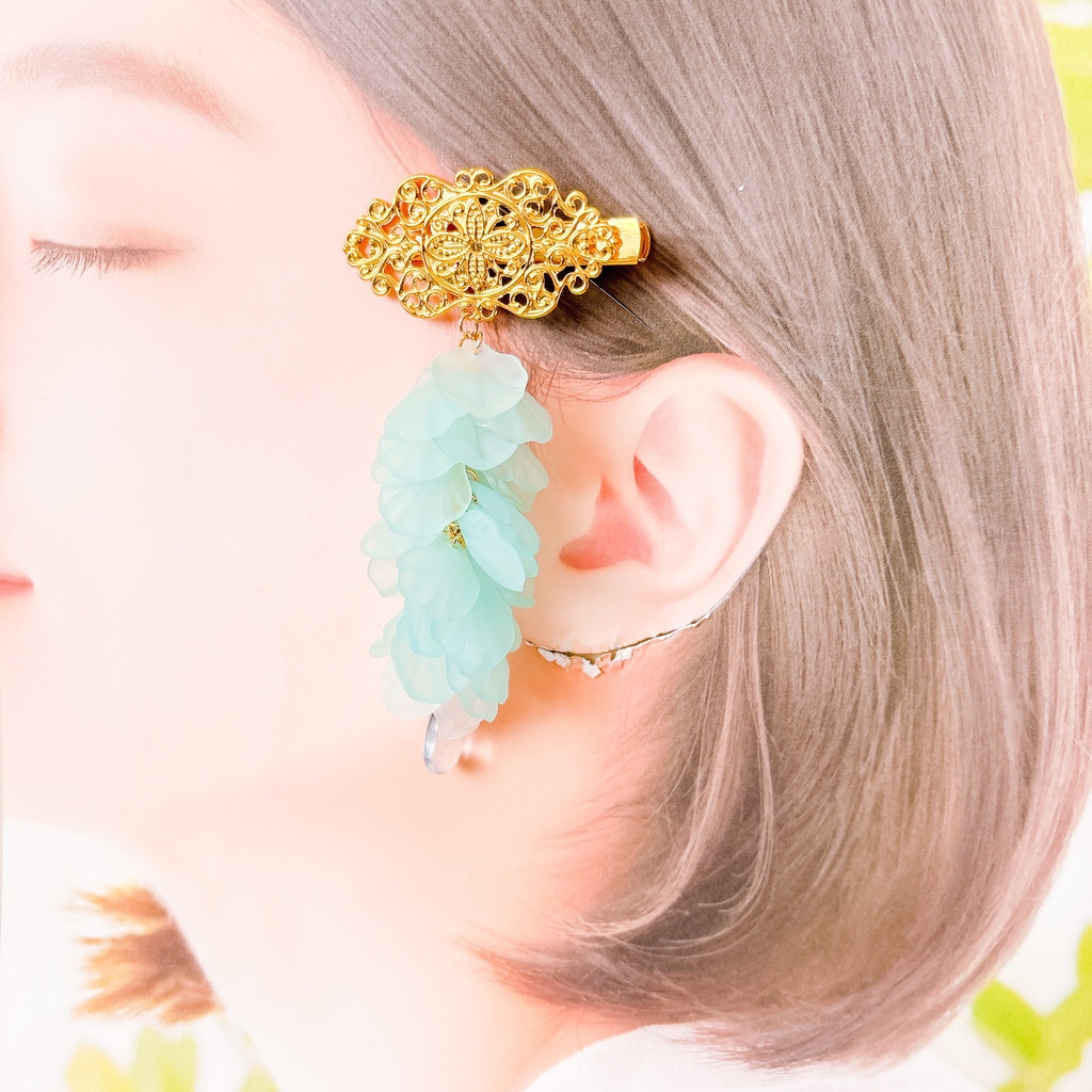 藤の花ヘアクリップ 空