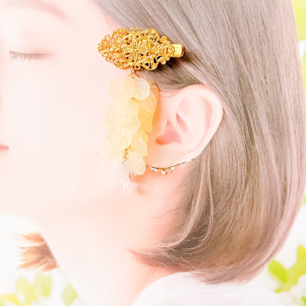 藤の花ヘアクリップ 檸檬