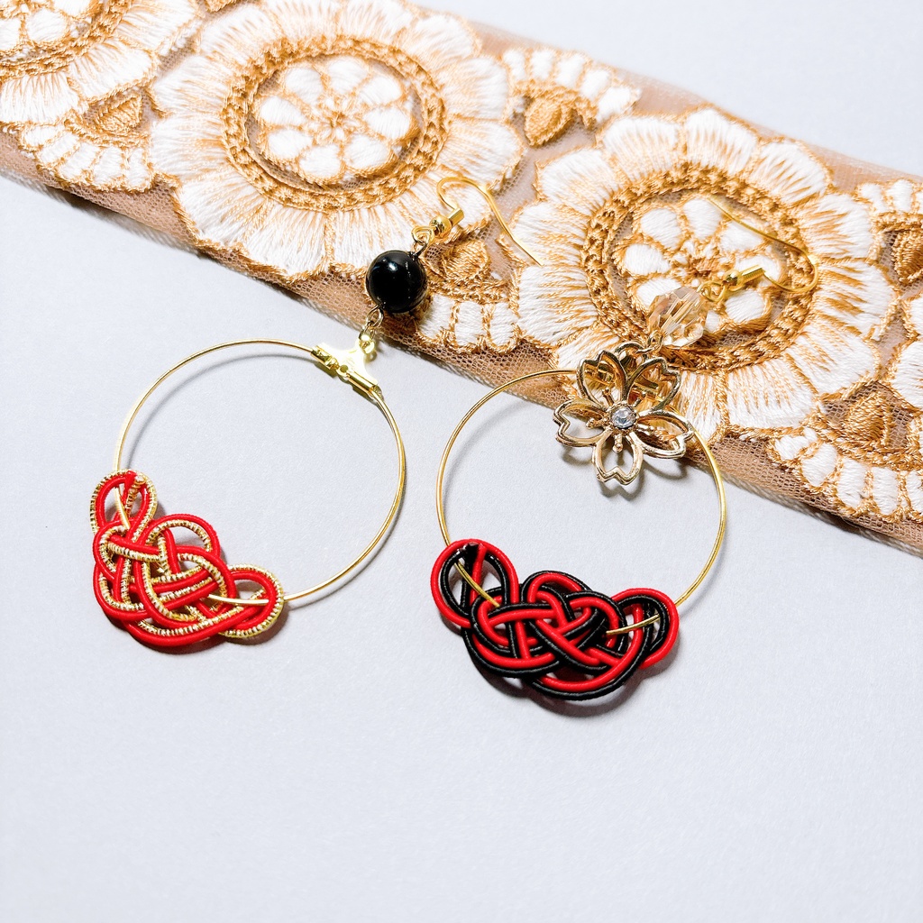 【刀剣乱舞】加州清光モチーフのフープ耳飾り