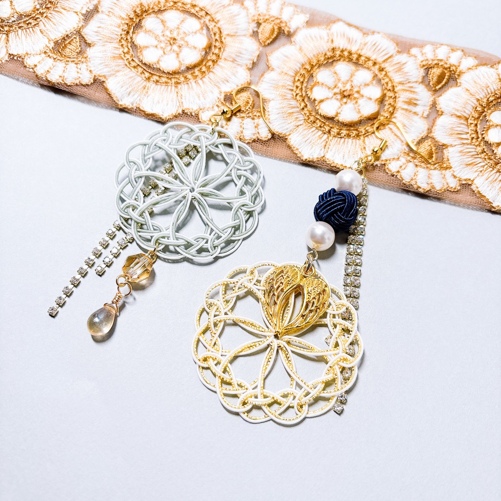 【刀剣乱舞】鶴丸国永モチーフのレース両耳飾り