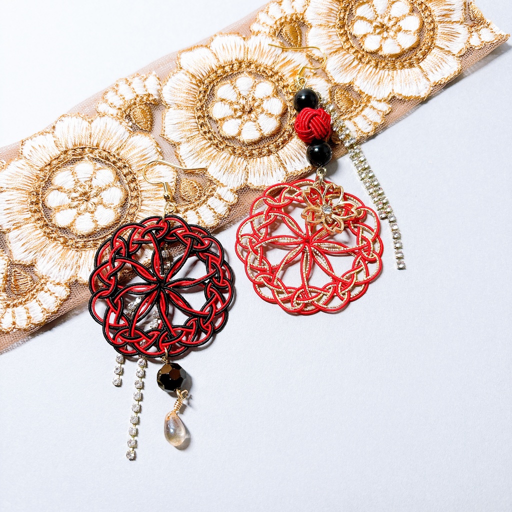 【刀剣乱舞】加州清光モチーフのレース両耳飾り