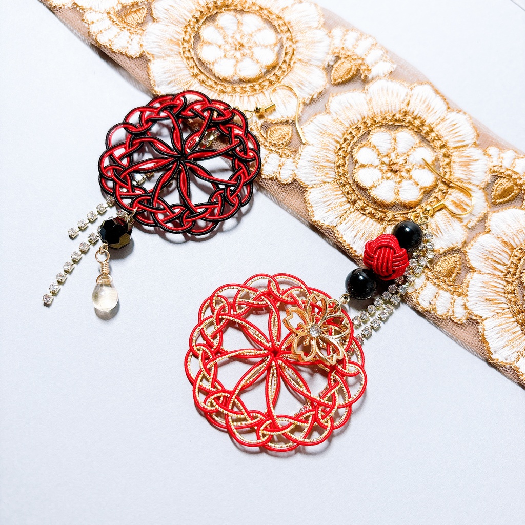 【刀剣乱舞】加州清光モチーフのレース両耳飾り