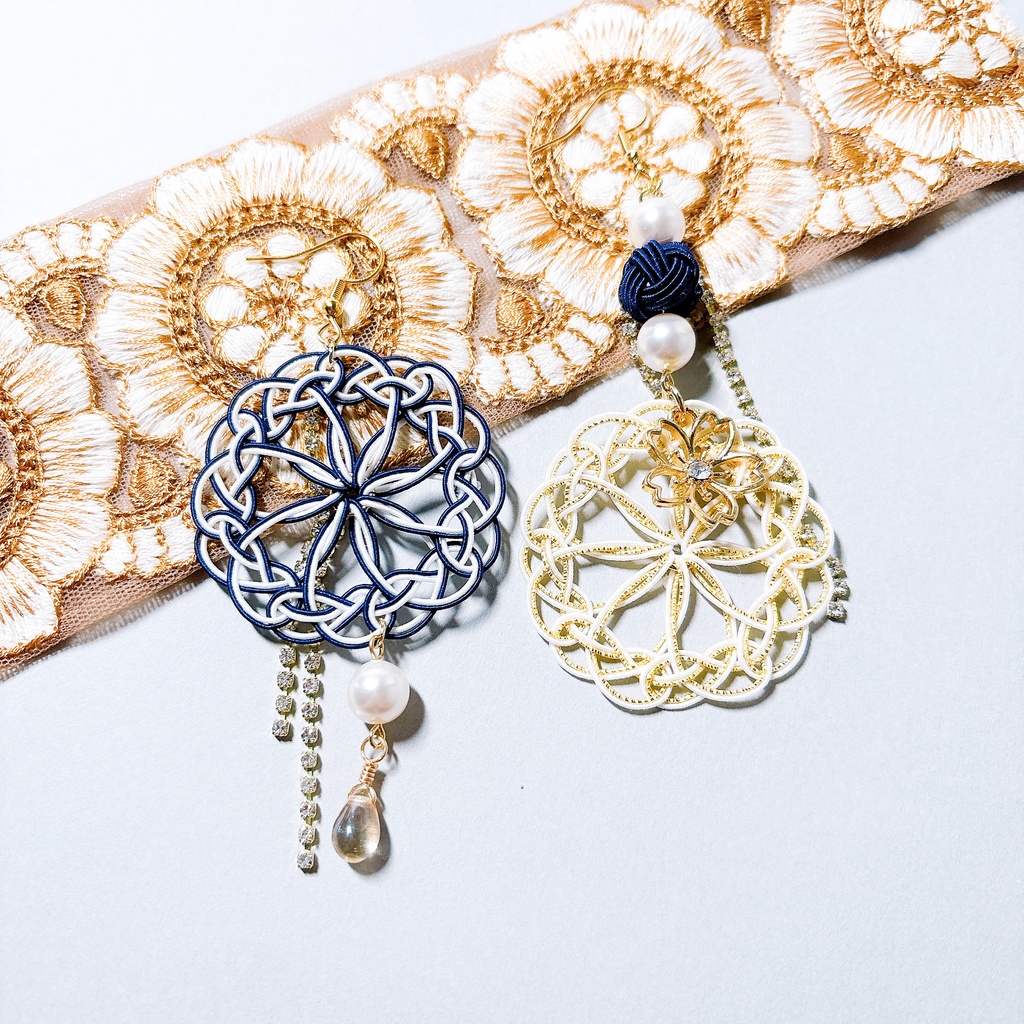 【刀剣乱舞】二筋樋貞宗モチーフのレース両耳飾り