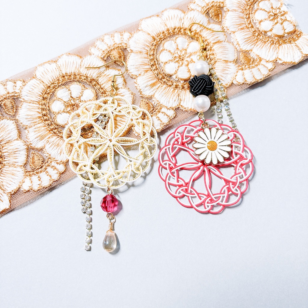 【刀剣乱舞】亀甲貞宗モチーフのレース両耳飾り