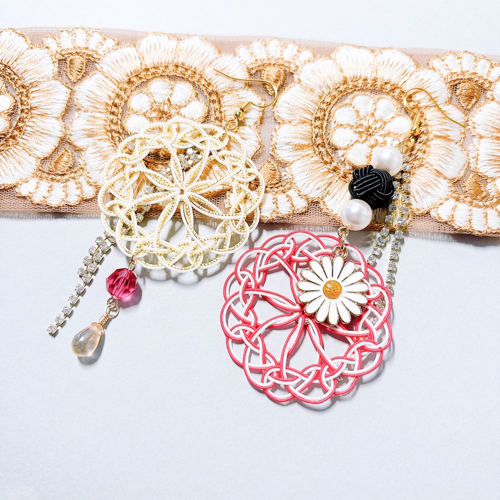 【刀剣乱舞】亀甲貞宗モチーフのレース両耳飾り