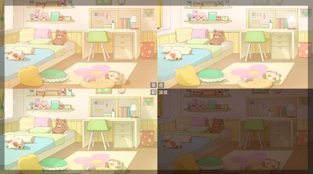 【 イラスト / 部屋素材 / 背景素材 】ぬいぐるみ部屋 1人部屋
