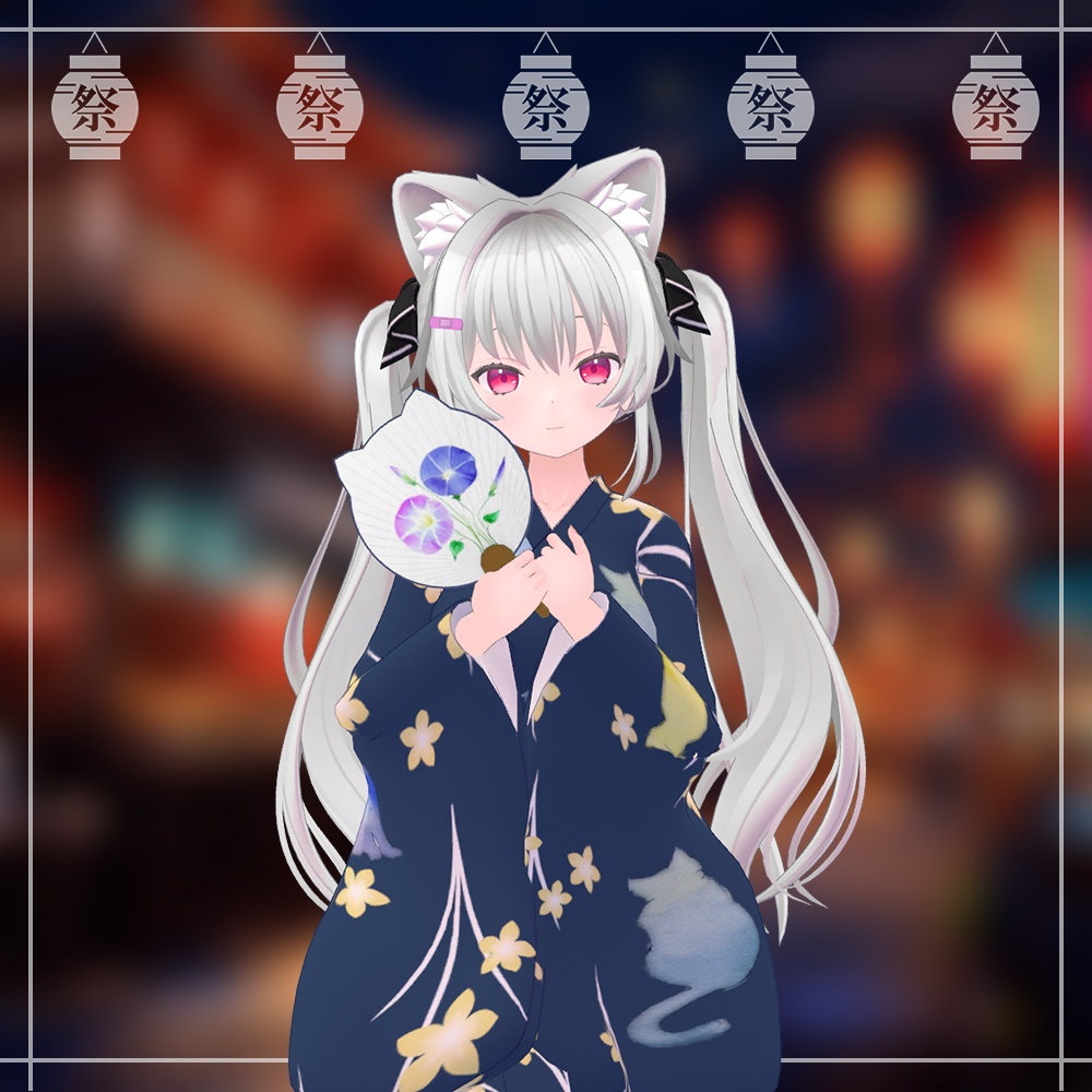 にゃんこ型うちわ