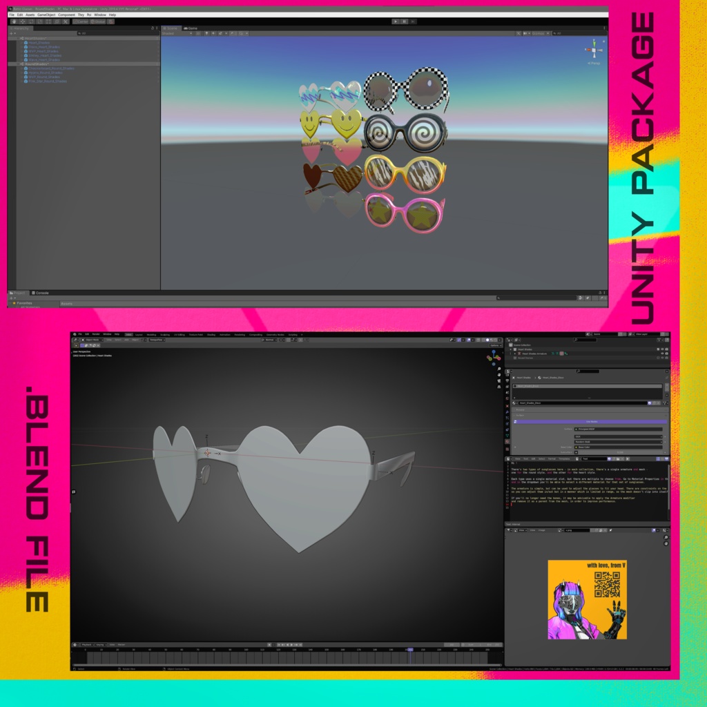 FREE RETRO SHADES PACK ¦ VRCHAT / UNITY / BLENDER ¦¦¦ レトロスタイルサングラス VR-Chat