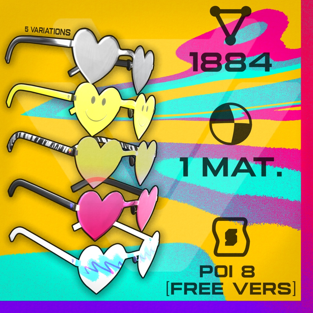 FREE RETRO SHADES PACK ¦ VRCHAT / UNITY / BLENDER ¦¦¦ レトロスタイルサングラス VR-Chat