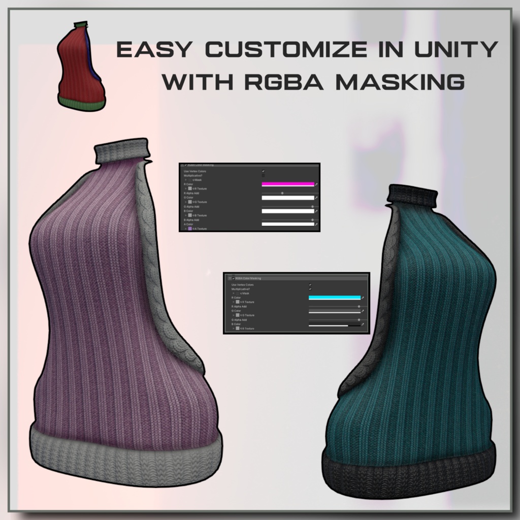 FREE 'VK' SWEATER ¦ VRc / UNITY / BLENDER ⚪🎄 ¦¦¦ 無料VRCHAT「VK」セーター ⚪🎄