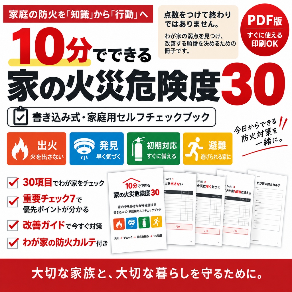 10分でできる 家の火災危険度30【家庭用 防火セルフチェック】