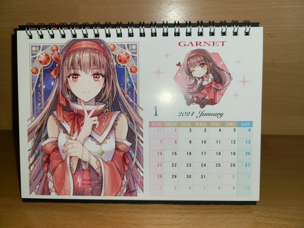 誕生石の女の子 2024卓上カレンダー