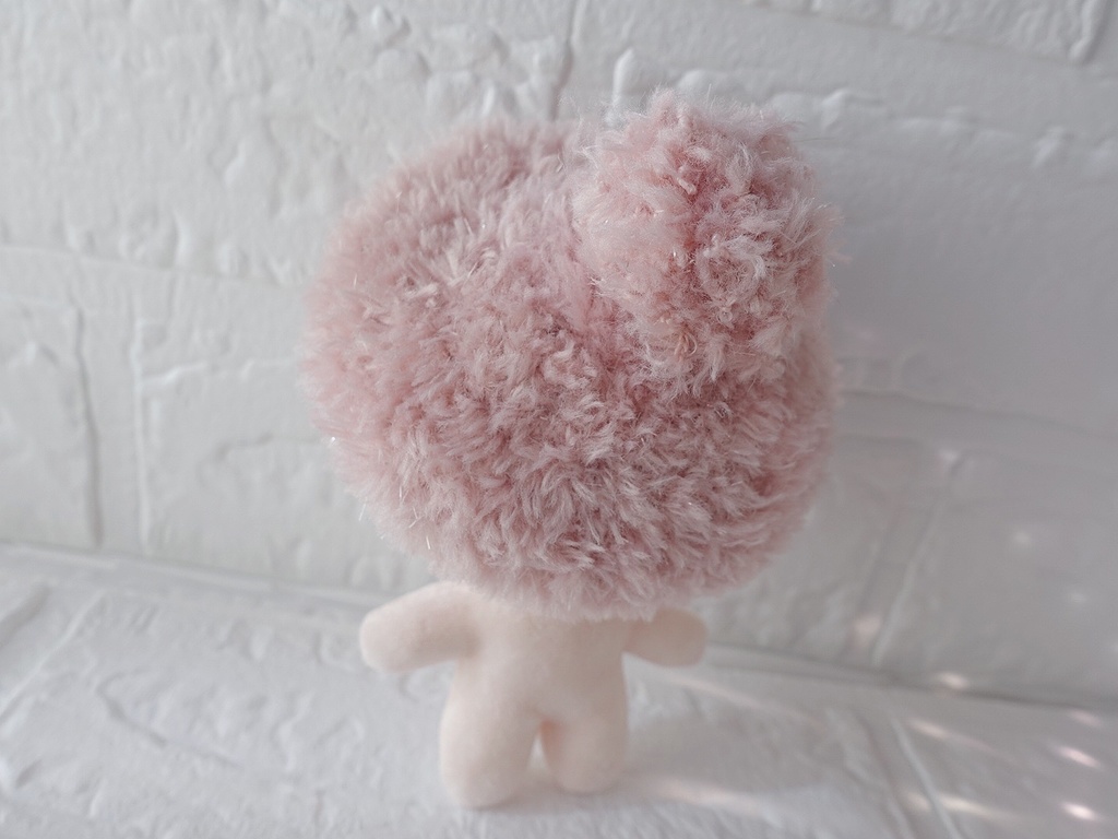 手編みのベレー帽(ブルー・ピンク)