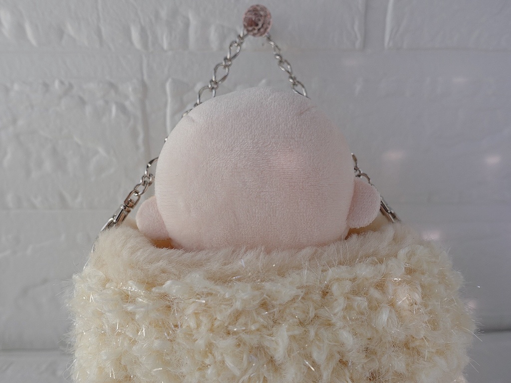 手編みのぬいポーチ(ボア素材・裏地付)