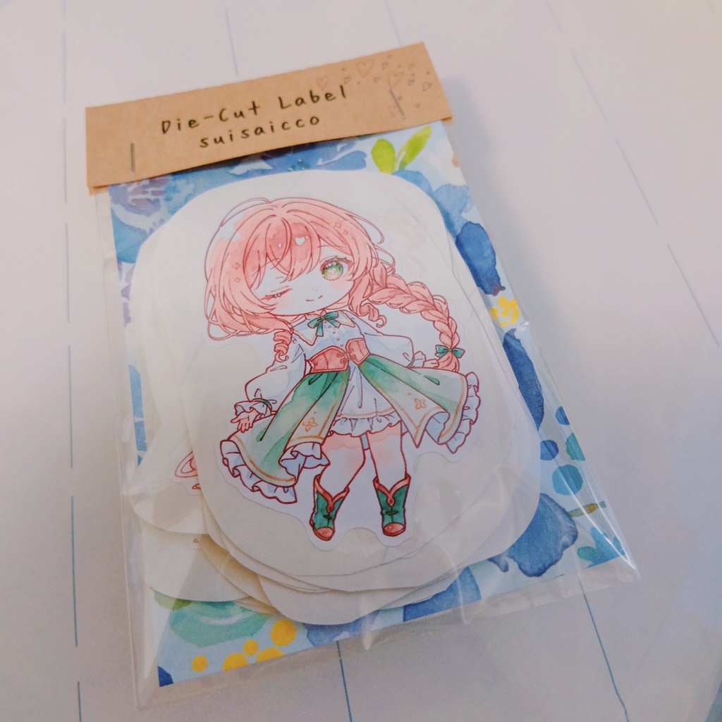 【C】かわいい水彩風イラストシール 15種30枚