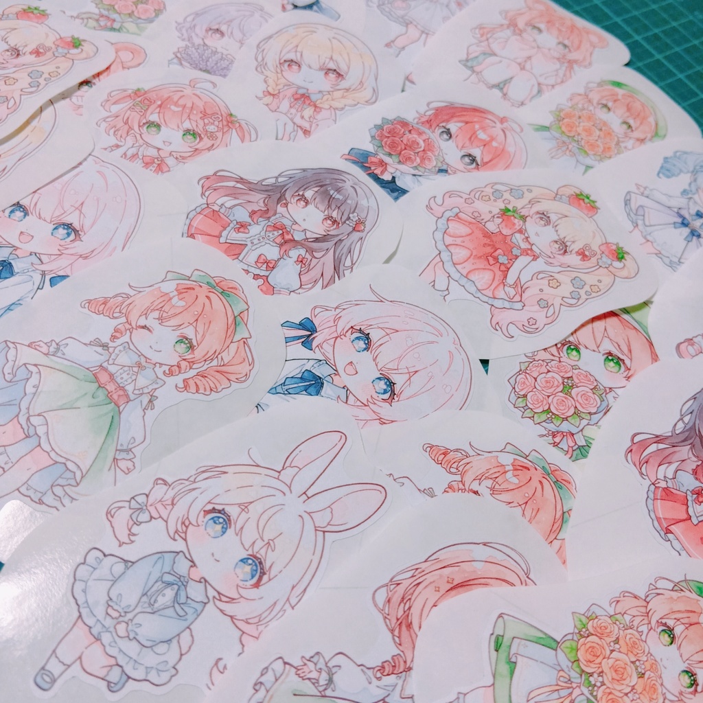 【C】かわいい水彩風イラストシール 15種30枚