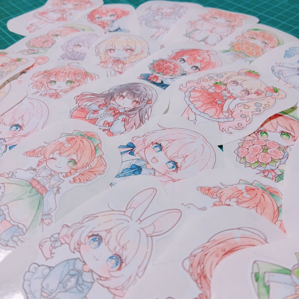 【C】かわいい水彩風イラストシール 15種30枚