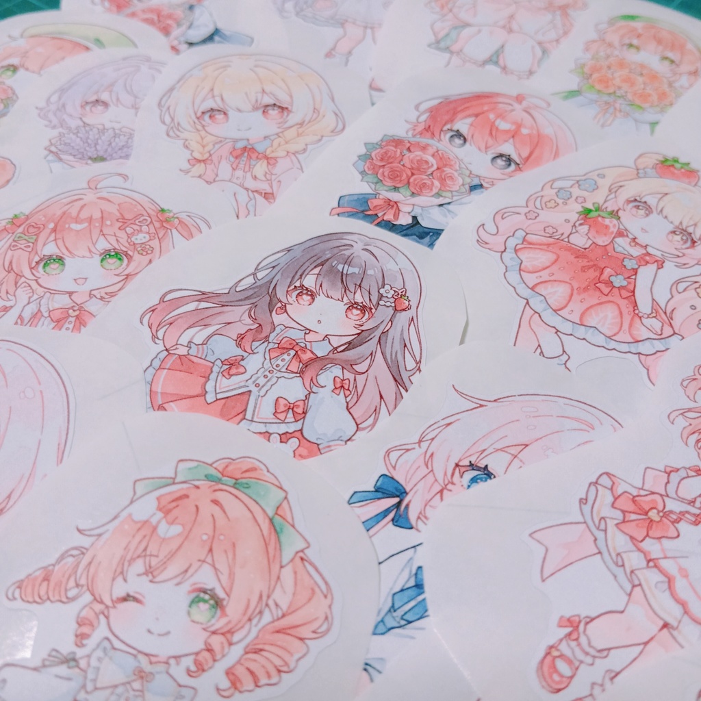 【C】かわいい水彩風イラストシール 15種30枚