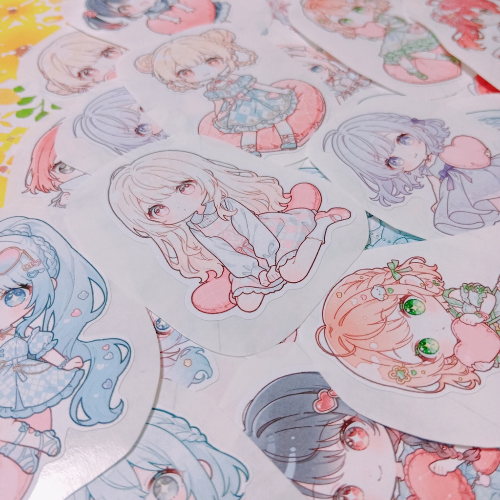 【A】かわいい水彩風イラストシール 15種30枚