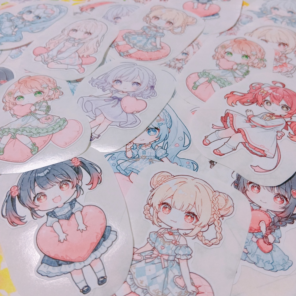 【A】かわいい水彩風イラストシール　15種30枚