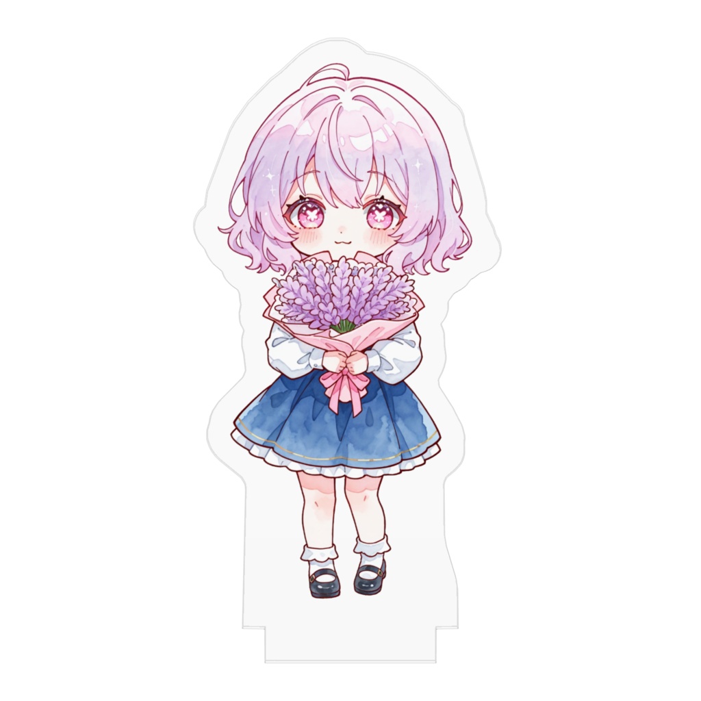 【お花畑のラベンダー】かわいい水彩風イラストアクリルフィギュア