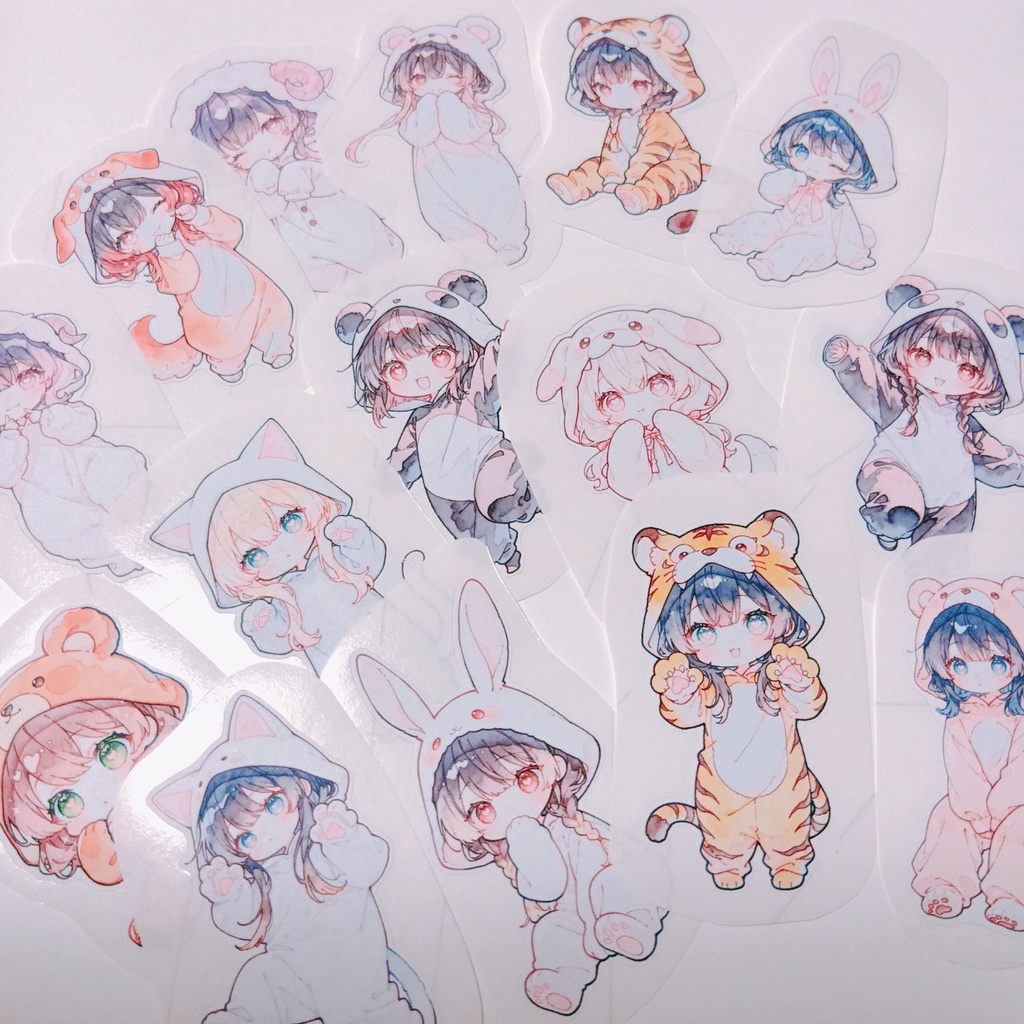 【G】水彩風 ダイカットシール 15柄30枚 suisaicco