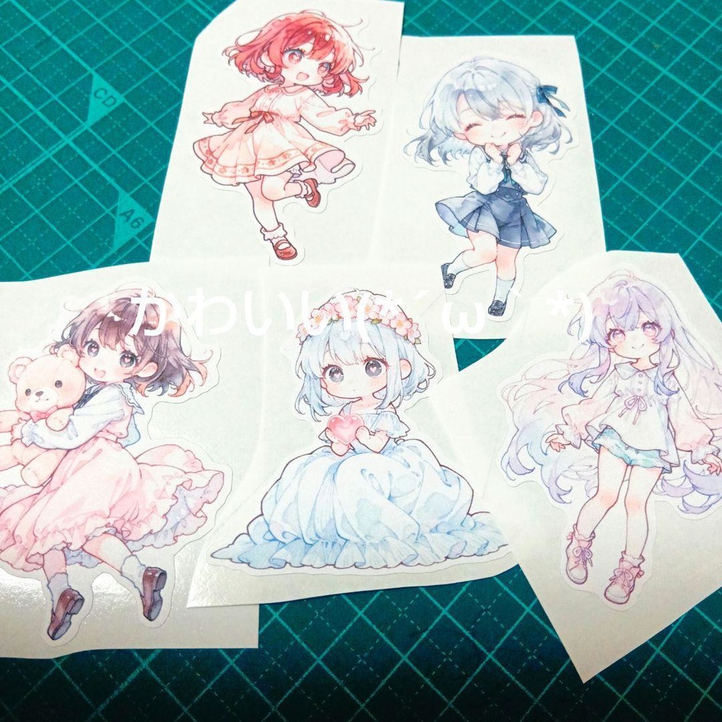 【J】水彩風 ダイカットシール 15柄30枚 suisaicco