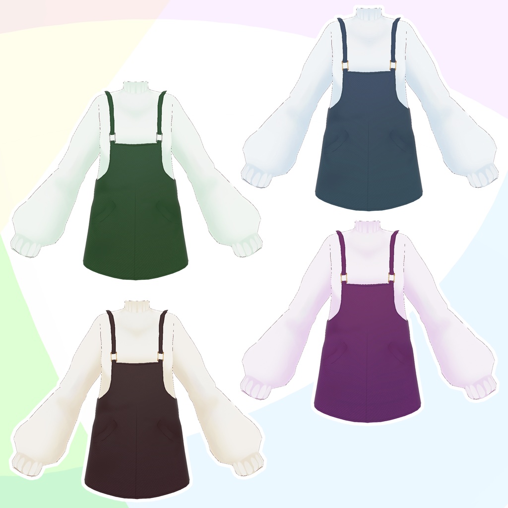 Dungarees dress with sweater texture // セーターの質感のダンガリードレス