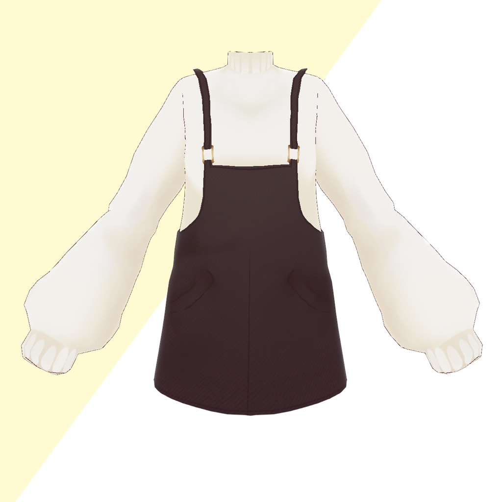 Dungarees dress with sweater texture // セーターの質感のダンガリードレス