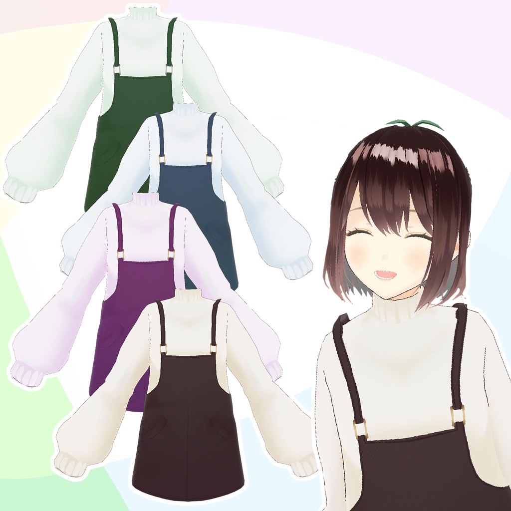 Dungarees dress with sweater texture //  セーターの質感のダンガリードレス