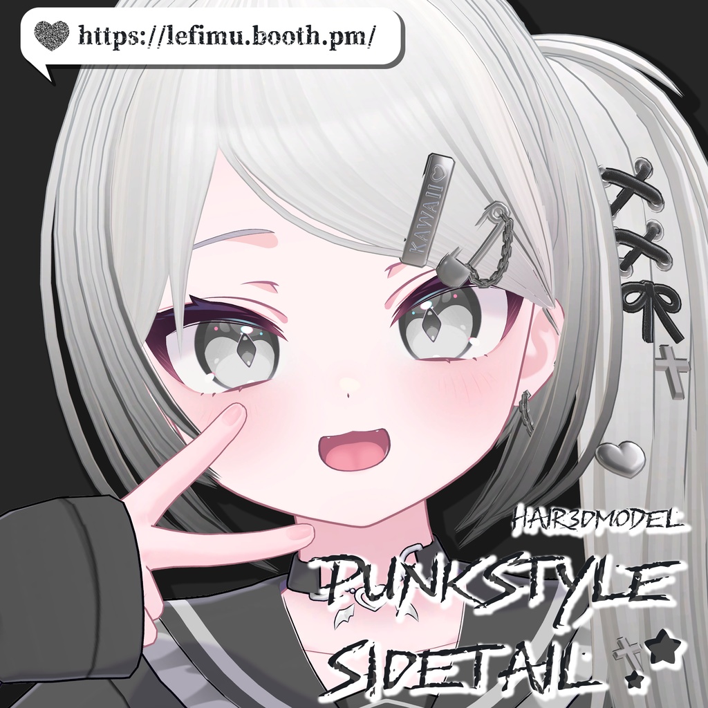 ã»ãŒã«äžð€ãã¢ãŒ3Dã¢ãã«ð€ããã³ã¯é¢šãµã€ãããŒã«-PunkStyleSideTail-ã