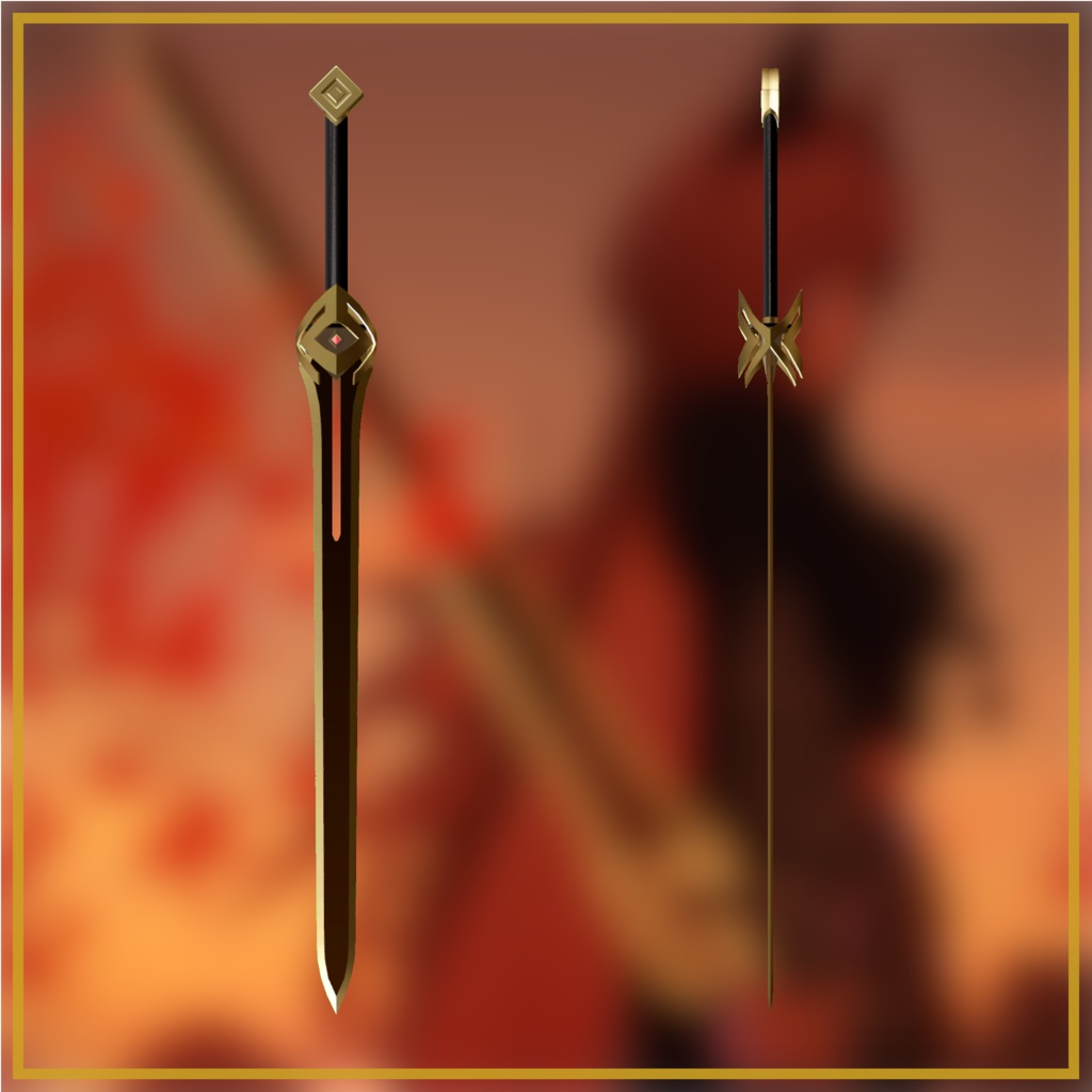 💎50% OFF💎【オリジナル3Dモデル】中国剣「石巖」【ModularAvatar対応版ギミック付きあり】