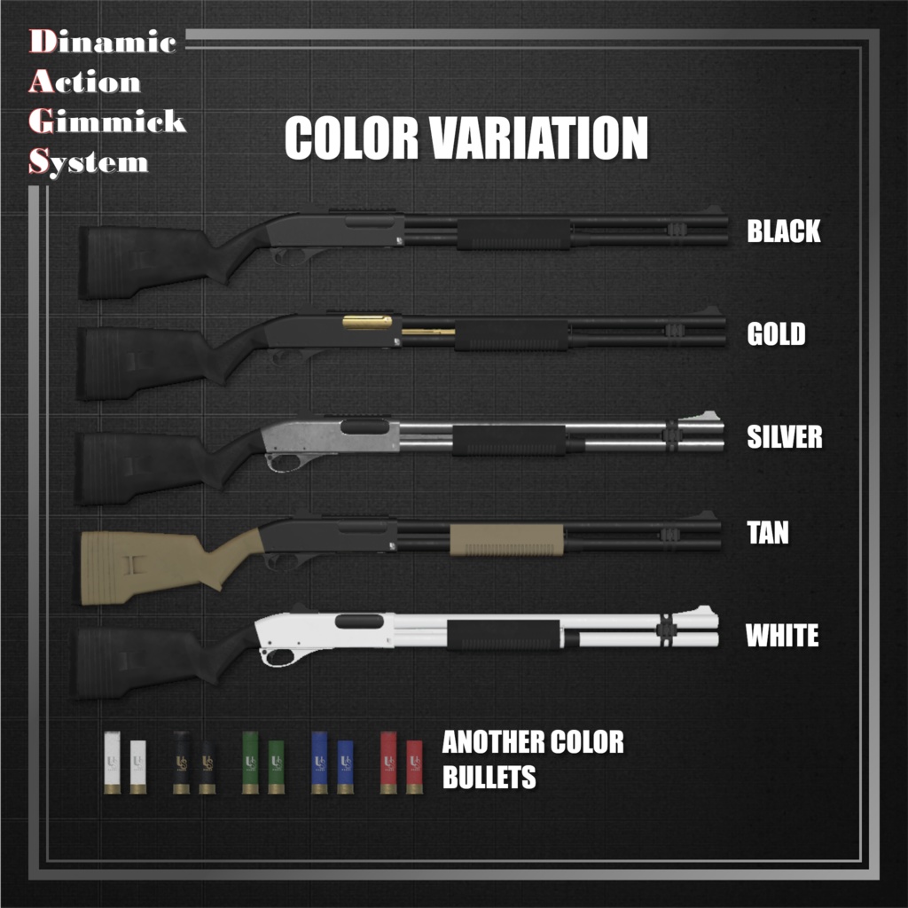 【ModularAvatar対応】VRChat想定 Avatars3.0向けギミック 「DAGsSG No.01 SGX870」【銃/散弾銃/ショットガン】