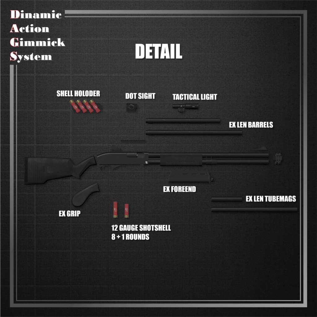 【ModularAvatar対応】VRChat想定 Avatars3.0向けギミック 「DAGsSG No.01 SGX870」【銃/散弾銃/ショットガン】