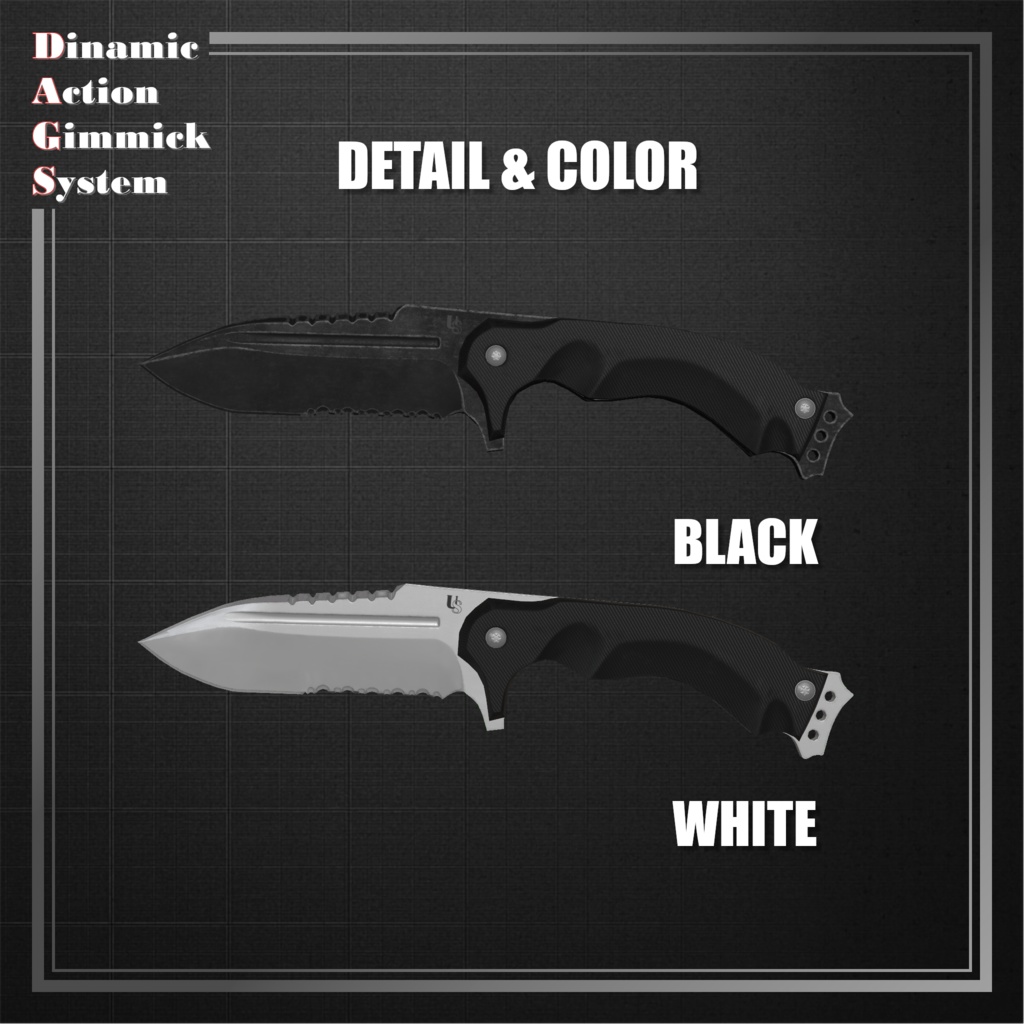 ✨フォロワー5000人記念 期間限定無料✨【ModularAvatar対応】VRChat想定 Avatars3.0向けギミック 「DAGsKN No.01 Obsidian」【タクティカルナイフ/ナイフ/短剣】