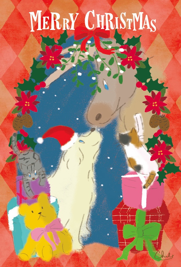 クリスマスポストカード【ヤドリギ】