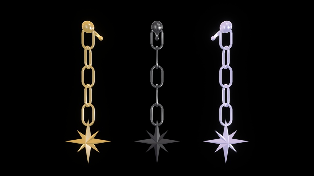 【VRChat想定】星のチェーンピアス / Earrings Chain Star
