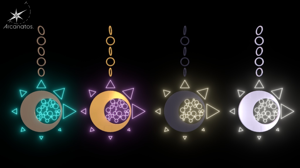 【VRChat想定】Sun Moon Earring / 太陽と月をモチーフにしたピアス