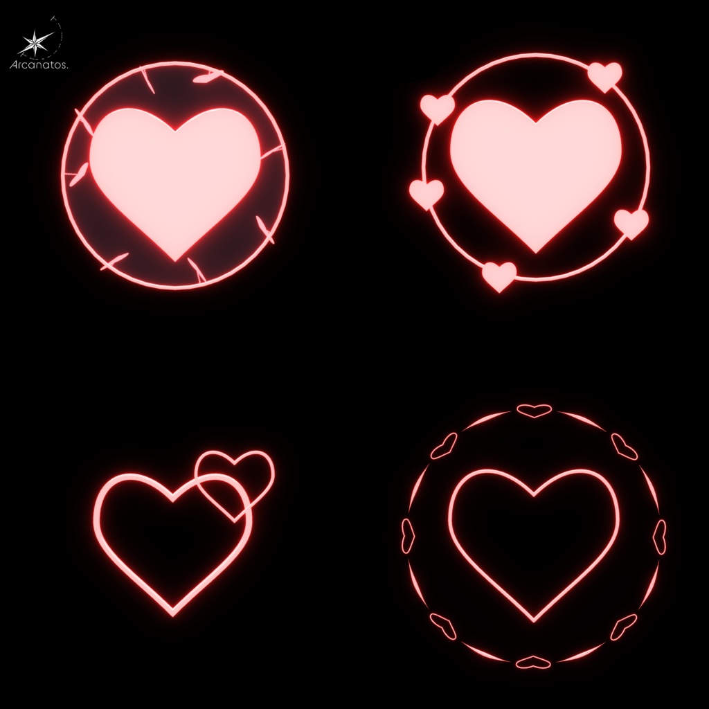 【VRChat想定】ハート形天使の輪(ヘイロー)4種セット