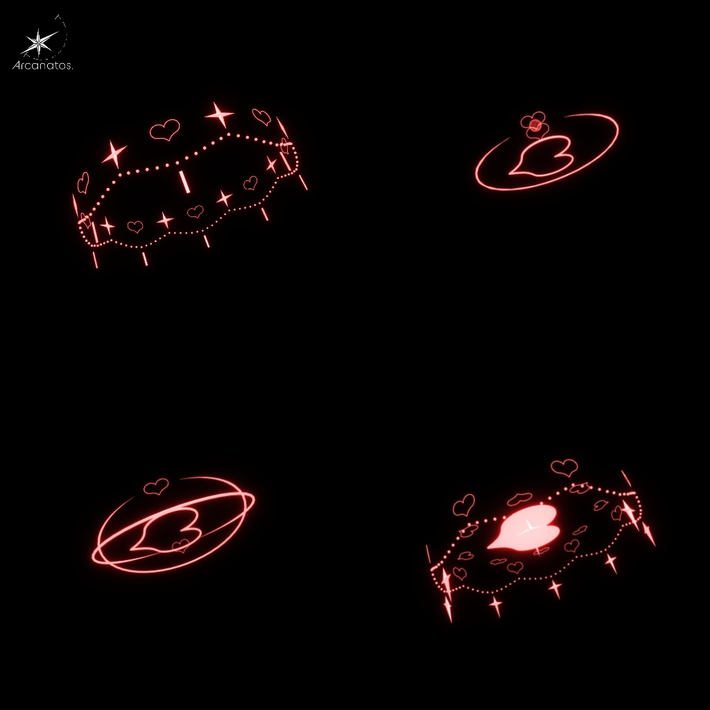 【VRChat想定】ハート型天使の輪(ヘイロー)4種(6色)セット_Vol2